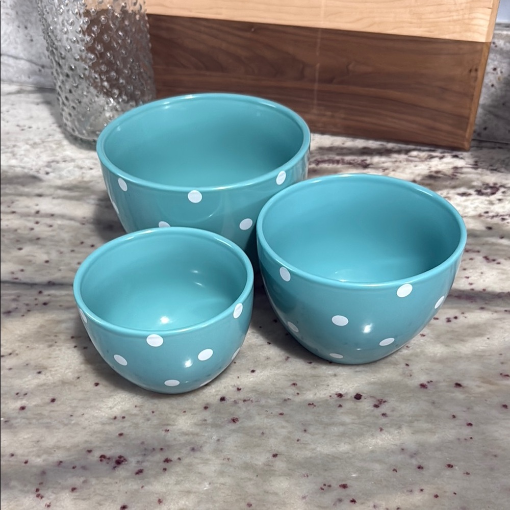 Set of 3 small Polka Dot Ceramic Bowls Set